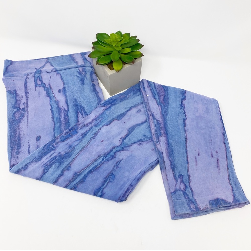 NUX Tie Dye Compression Leggings Purple Blue Large